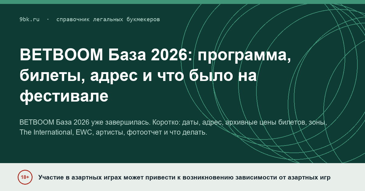Обложка материала: BETBOOM База 2026: программа, билеты, адрес и что было на фестивале