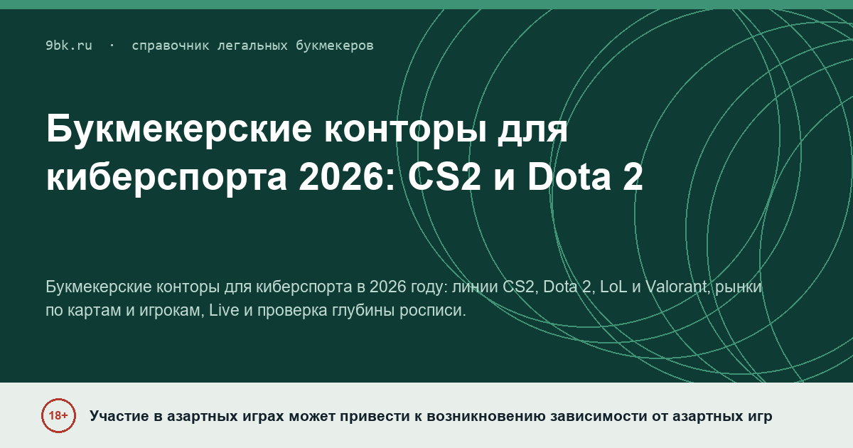Обложка материала: Букмекерские конторы для киберспорта: CS2, Dota 2 и Live в 2026 году