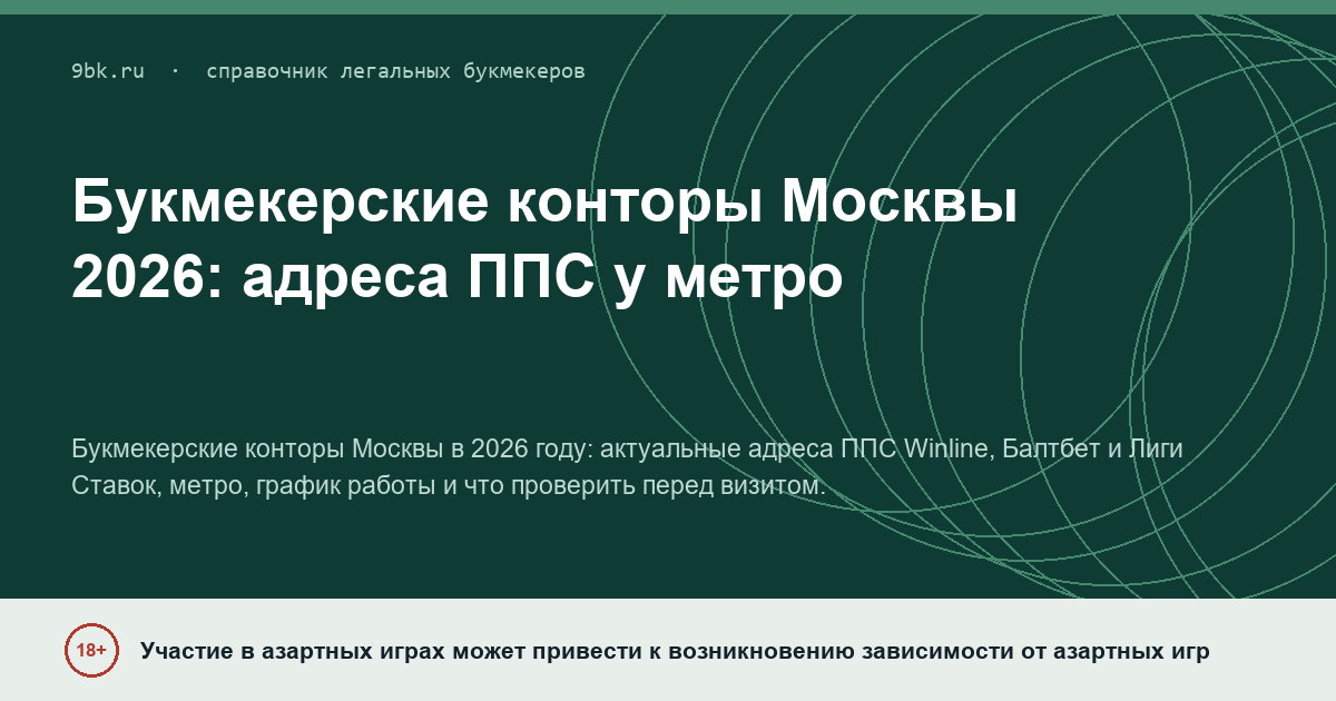 Обложка материала: Букмекерские конторы Москвы 2026: адреса ППС у метро