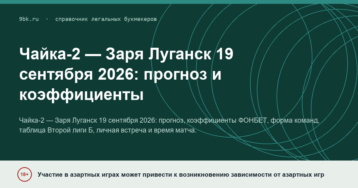 Обложка материала: Чайка-2 — Заря Луганск: прогноз на 19 сентября 2026