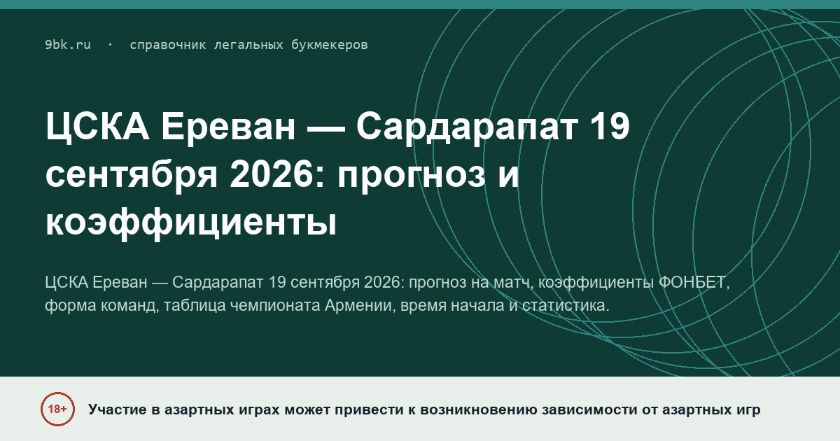 Обложка материала: ЦСКА Ереван — Сардарапат: прогноз на 19 сентября 2026