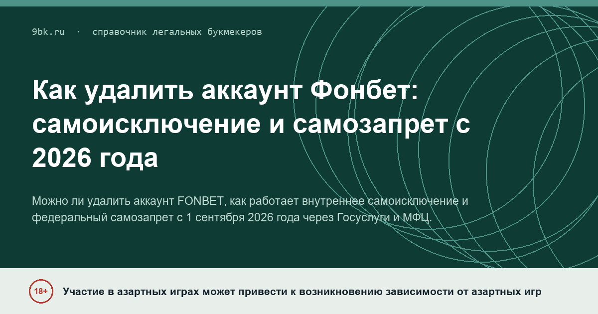Обложка материала: Как удалить аккаунт Фонбет в 2026 году: самоисключение, федеральный самозапрет и деньги на счёте