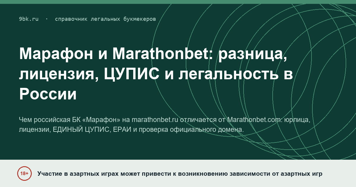 Обложка материала: БК «Марафон» и Marathonbet: разница, лицензия, ЦУПИС и легальность в России