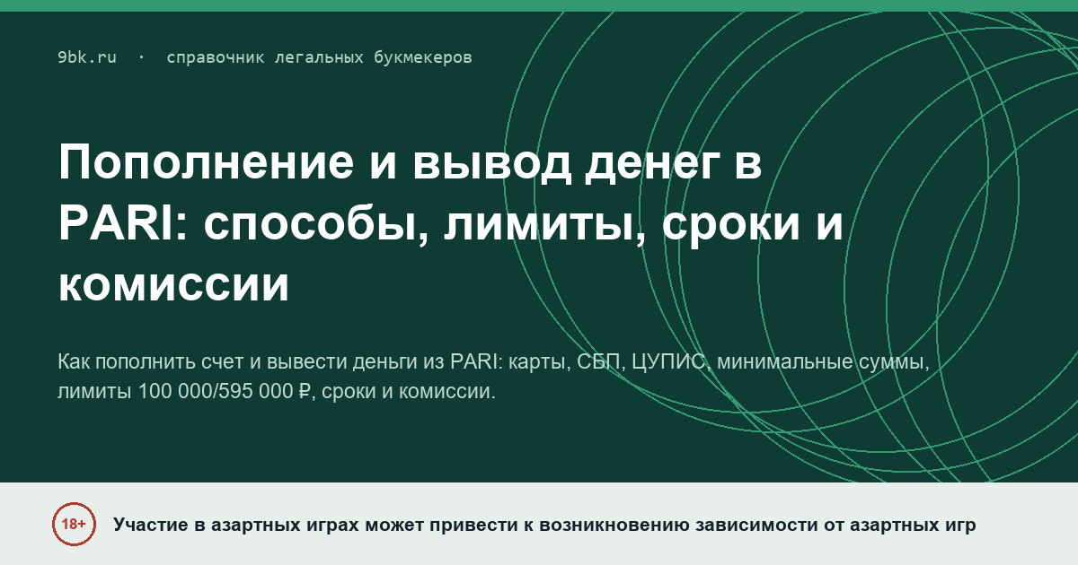 Обложка материала: Пополнение и вывод денег в PARI: способы, лимиты, сроки и комиссии