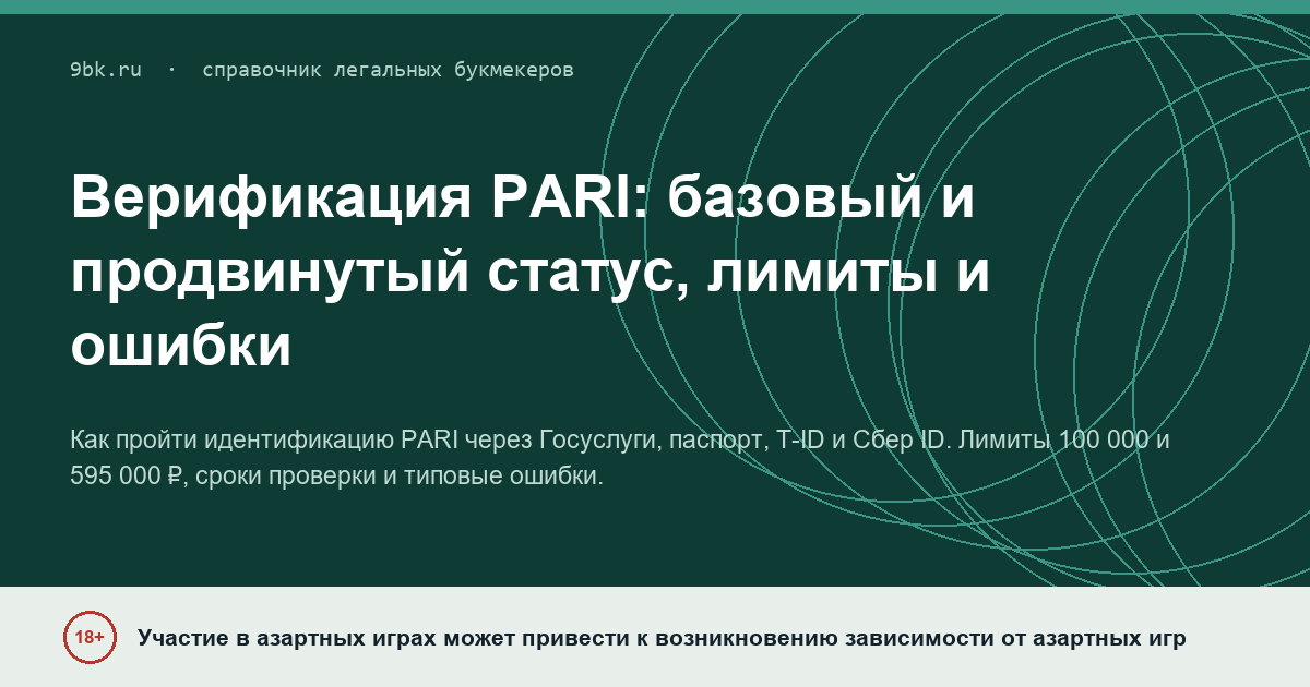 Обложка материала: Верификация PARI: базовый и продвинутый статус, лимиты и причины отказа