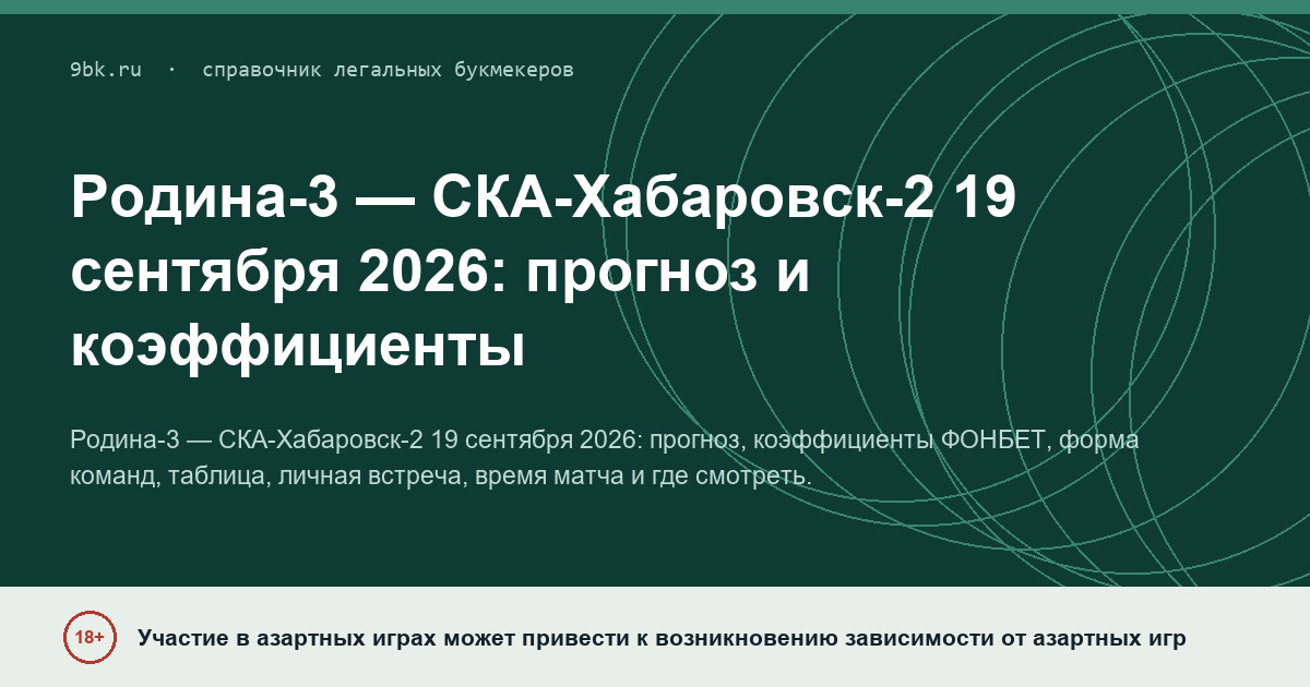 Обложка материала: Родина-3 — СКА-Хабаровск-2: прогноз на 19 сентября 2026