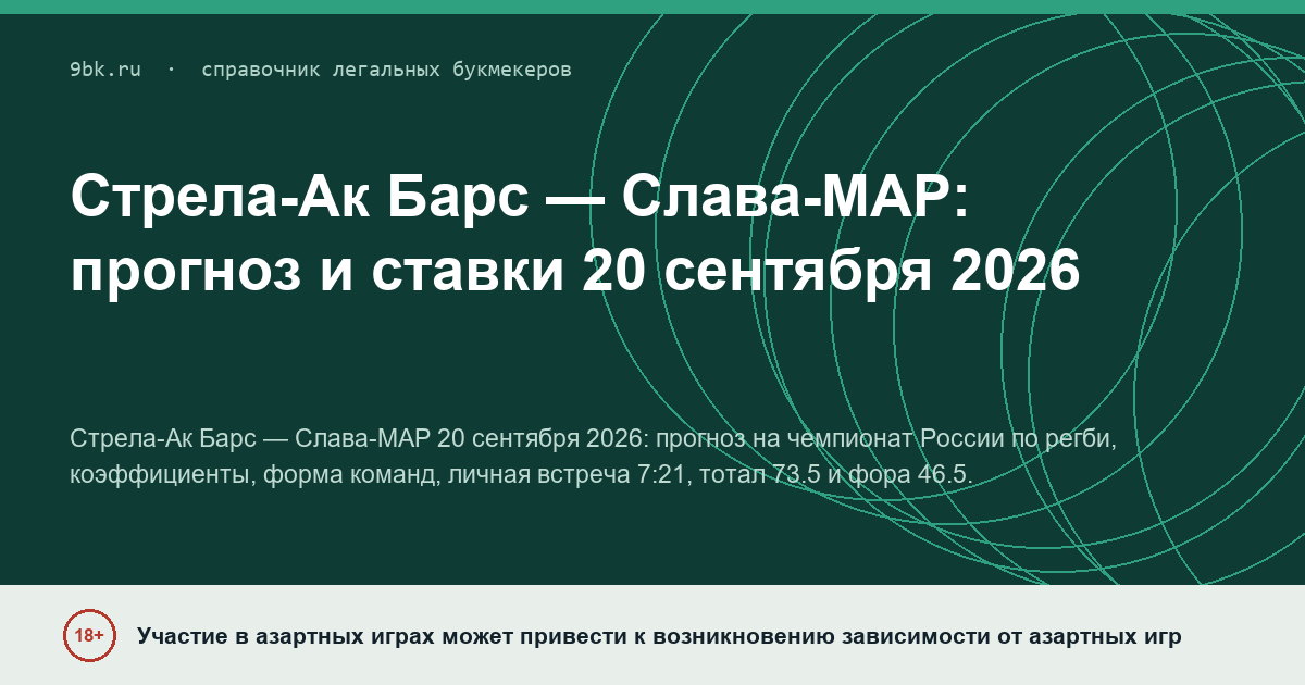 Обложка материала: Стрела-Ак Барс — Слава-МАР: прогноз и ставки на 20 сентября 2026
